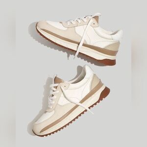 Madewell Kickoff Trainer Sneakers MB857 Leather White Beige Women's size 8.5